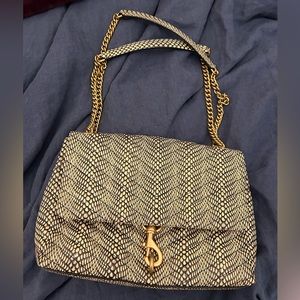 Rebecca Minkoff Edie Quilted Snake-Print Flap Shoulder Bag